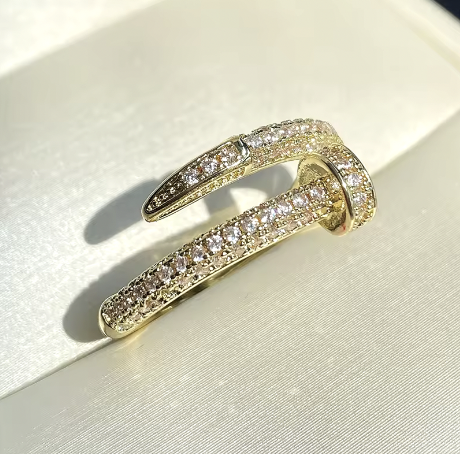 Gold-Plated Crystal Pavé Ring