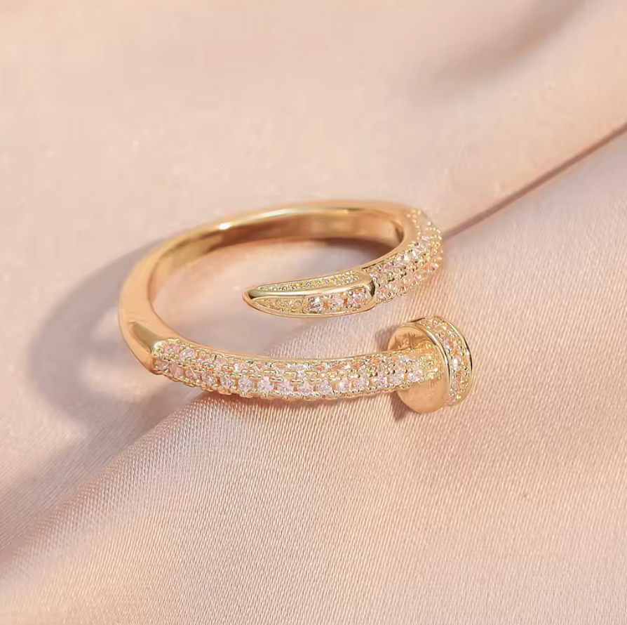 Gold-Plated Crystal Pavé Ring