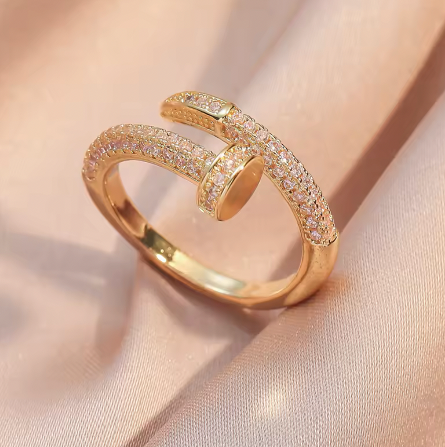 Gold-Plated Crystal Pavé Ring