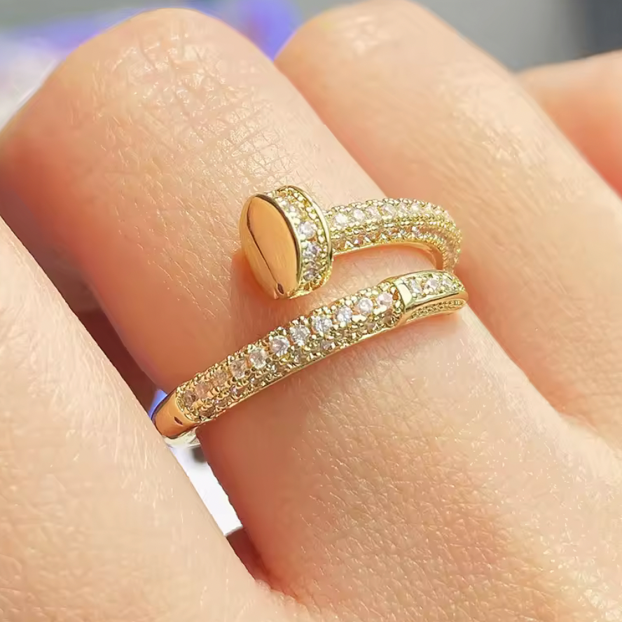 Gold-Plated Crystal Pavé Ring