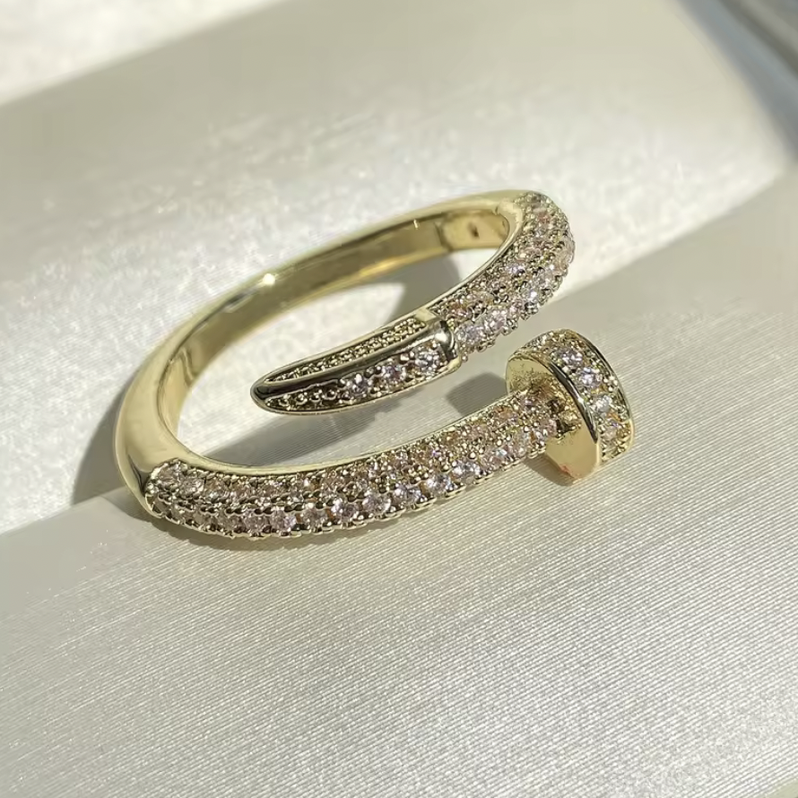 Gold-Plated Crystal Pavé Ring