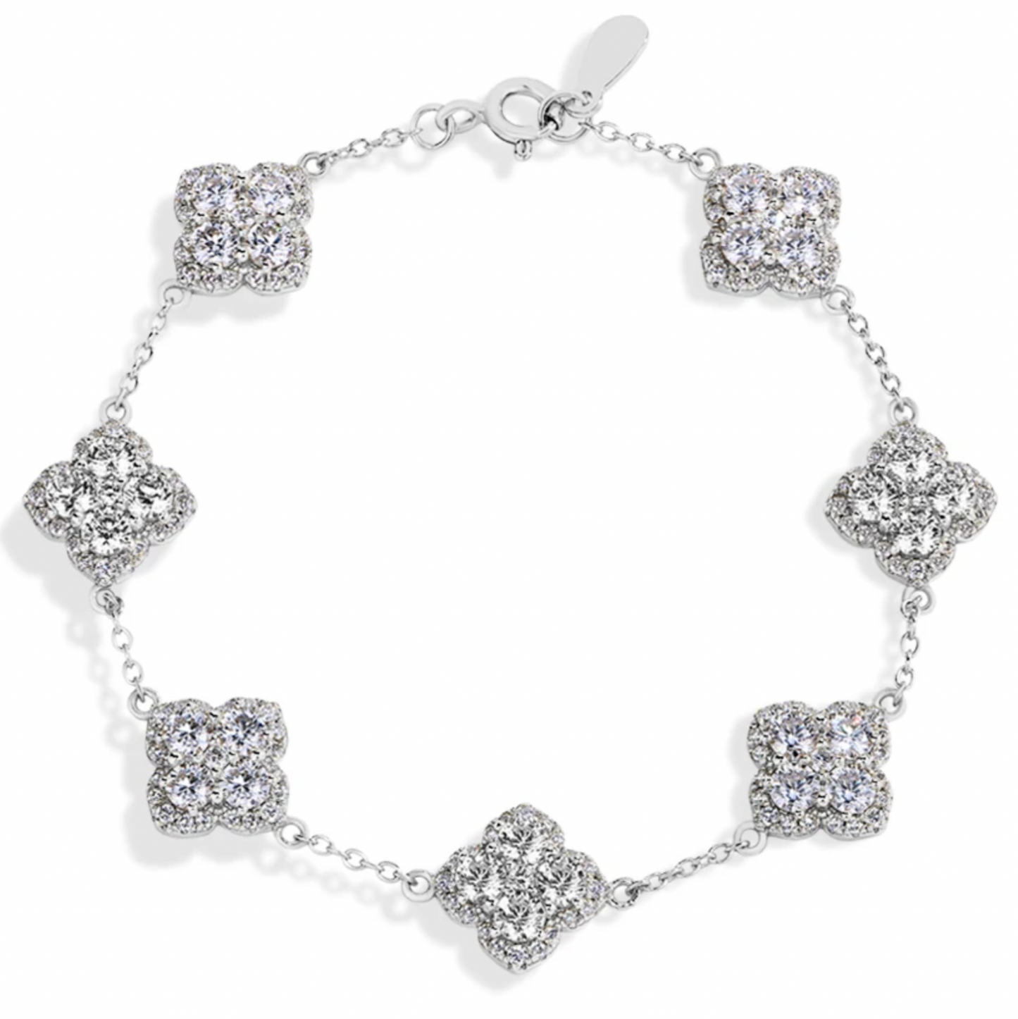 Celeste Clover Moissanite Bracelet in White Gold