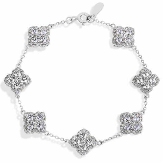 Celeste Clover Moissanite Bracelet in White Gold